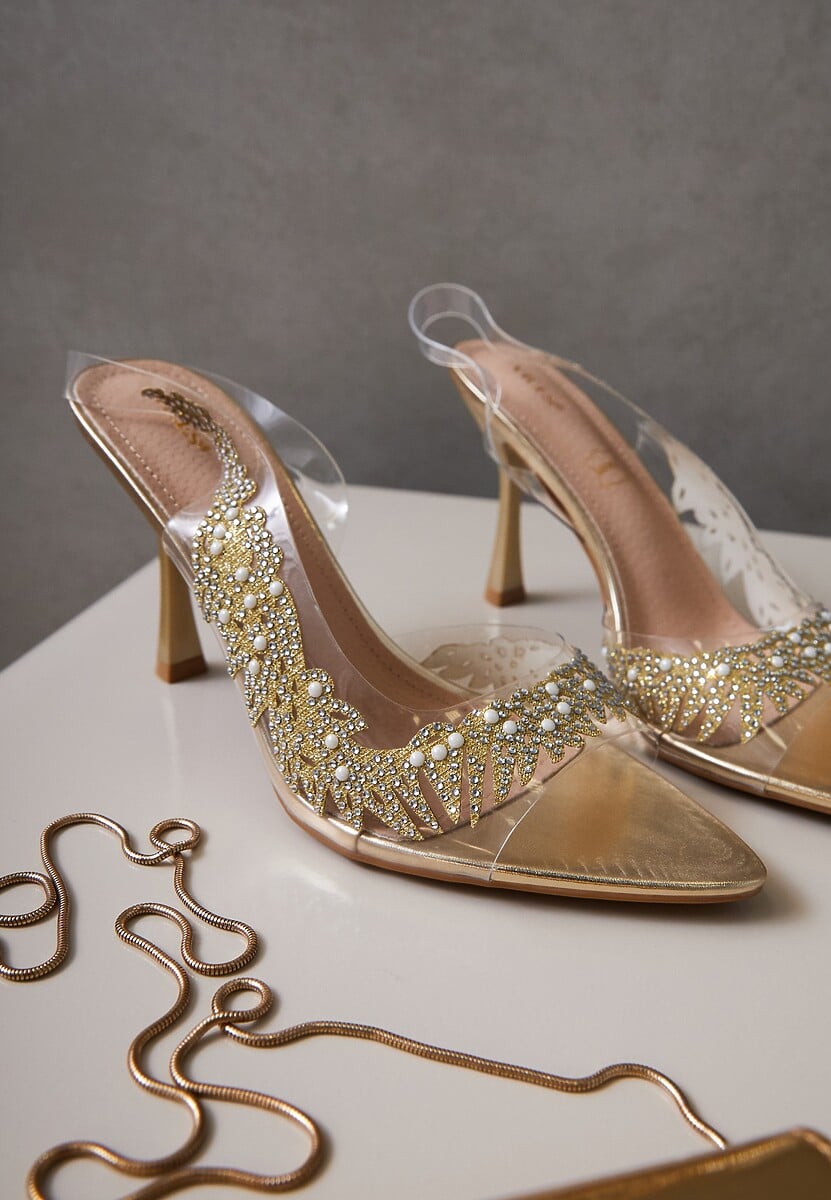 Srebrne Przezroczyste Sandały na Szpilce Vices ze Skórzaną Wkładką i Cyrkoniami Oviassa