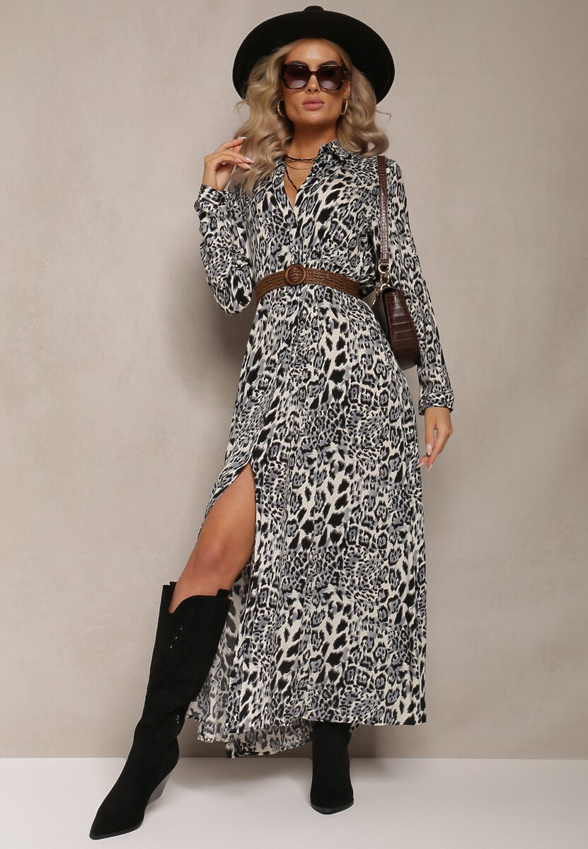 Szaro-Granatowa Sukienka Undihaneh