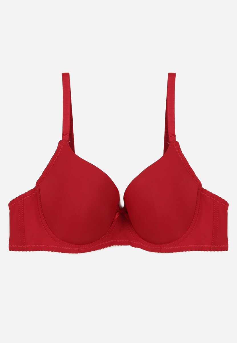 Bordowy Gładki Biustonosz o Klasycznym Fasonie Arriethia