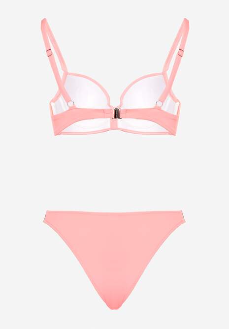 Różowe Bikini Biustonosz i Majtki Figi z Aplikacją z Cyrkoniami Nateria