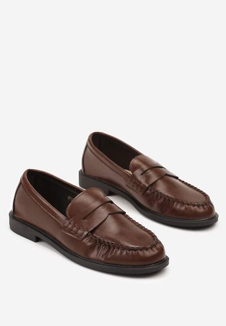 Jasnobrązowe Mokasyny Vices z Marszczeniem i Wkładką ze Skóry Naturalnej Mestia