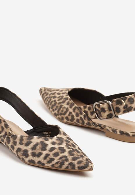 Panterkowe Sandały Typu Slingback Ozdobione Klamrą Banelias
