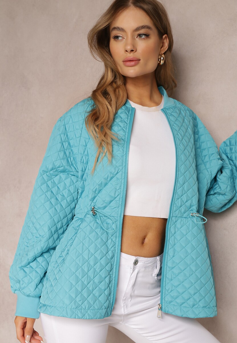 Beżowa Pikowana Kurtka Bomberka ze Ściągaczami Libbie