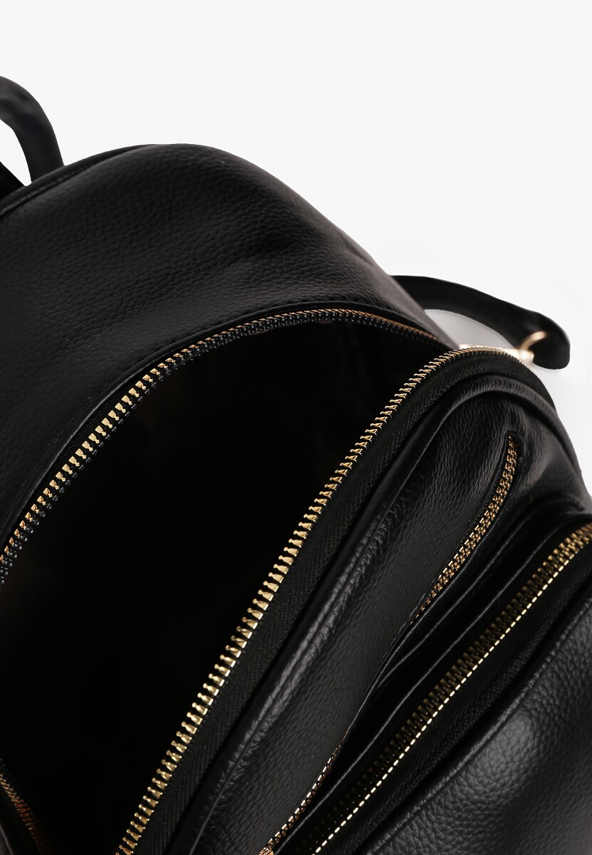 Czarny Plecak Ozdobiony Suwakami z Odpinanymi Paskami z Regulacją Nelmira