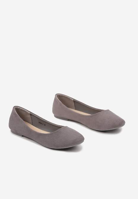 Szare Balerinki z Błyszczącą Cholewką Delioneta