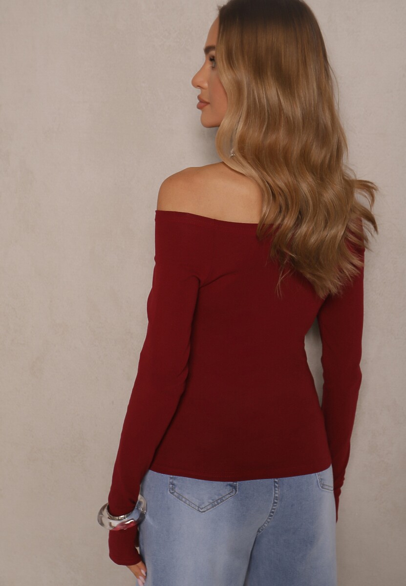 Bordowa Bluzka z Bawełny z Wycięciem na Kciuk Valwiwi