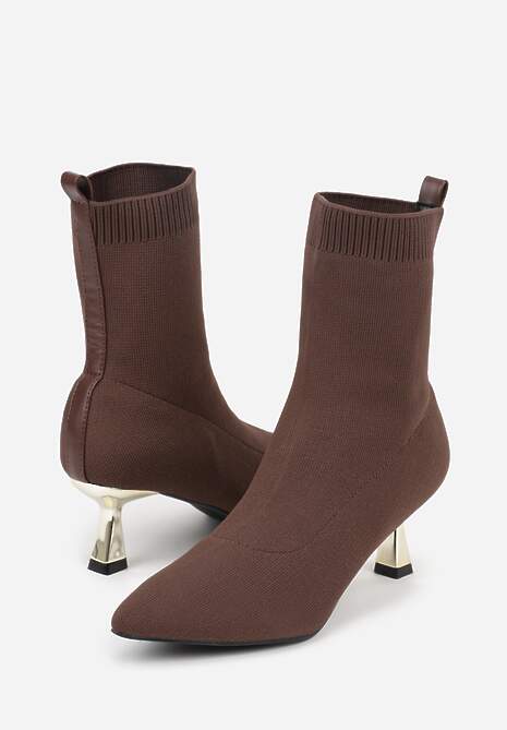 Brązowe Botki Vices na Metalicznej Kaczuszce z Elastyczną Cholewką Vamile