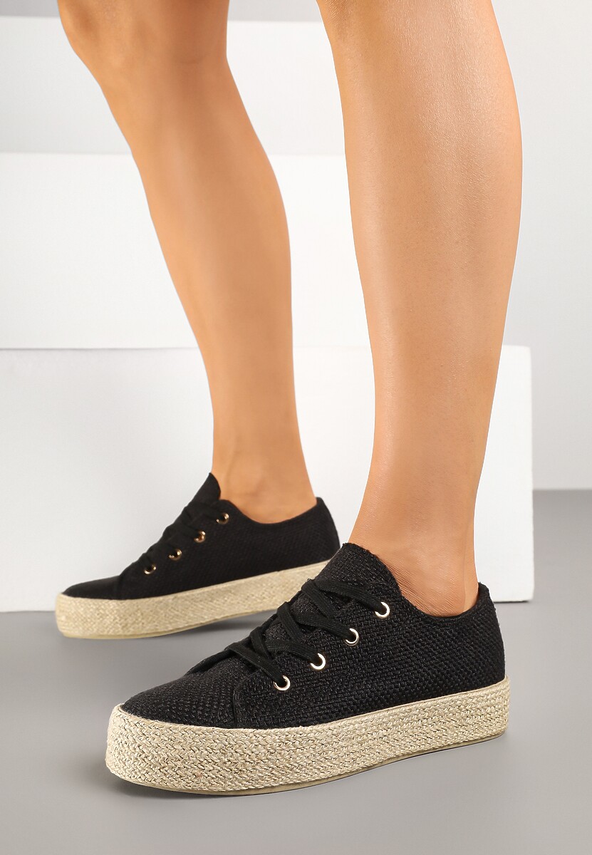 Czarne Trampki Ozdobione Plecionką Filatera
