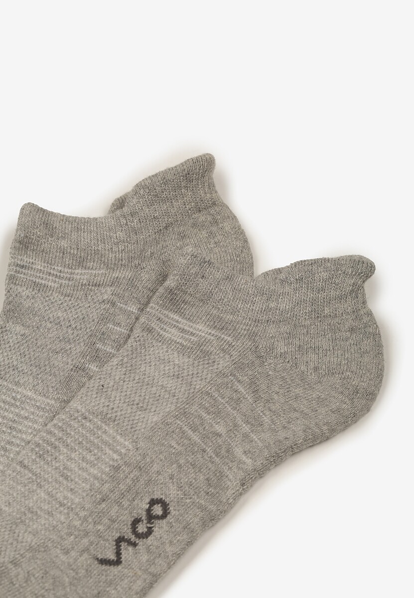 Jasnoszare Skarpety z Bawełny Typu Stopki z Napisem Marianis