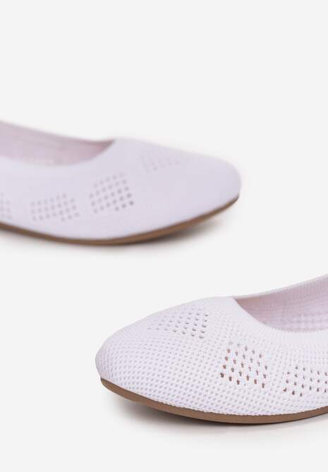 Białe Ażurowe Balerinki z Okrągłym Noskiem Siotte