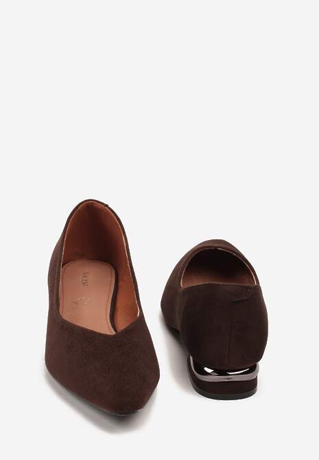 Brązowe Czółenka Vices ze Skórzaną Wkładką na Ozdobnym Słupku Delvila