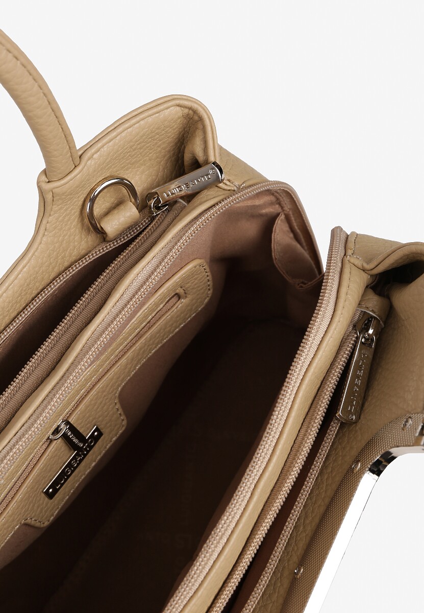 Jasnobeżowa Prostokątna Torebka Klasyczna z Paskiem i Rączką Clarilou