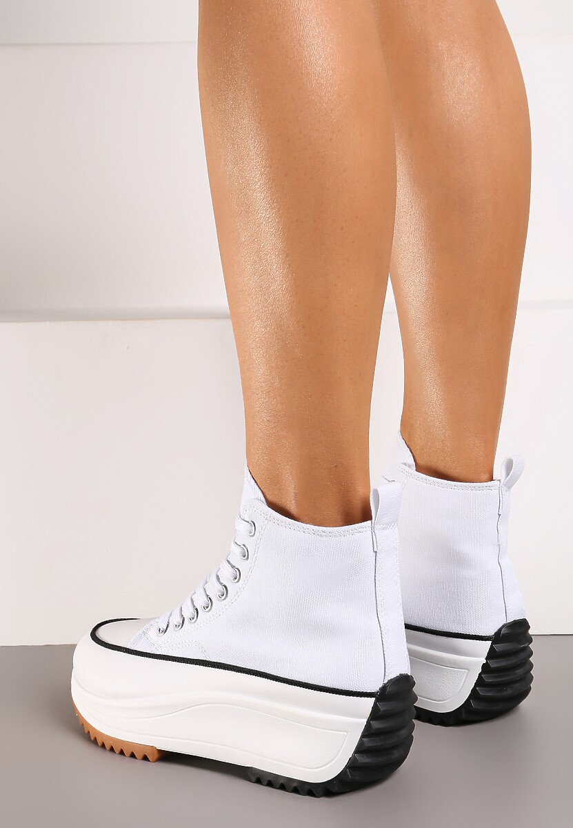 Białe Trampki za Kostkę na Wysokiej Platformie Julieyati