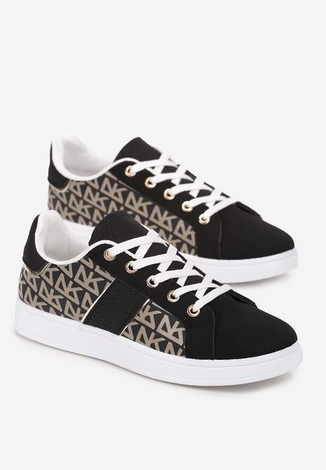 Czarne Sneakersy z Printem Casica
