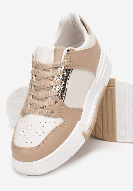 Ciemnobeżowe Sneakersy z Ozdobnymi Wstawkami Jeffeed