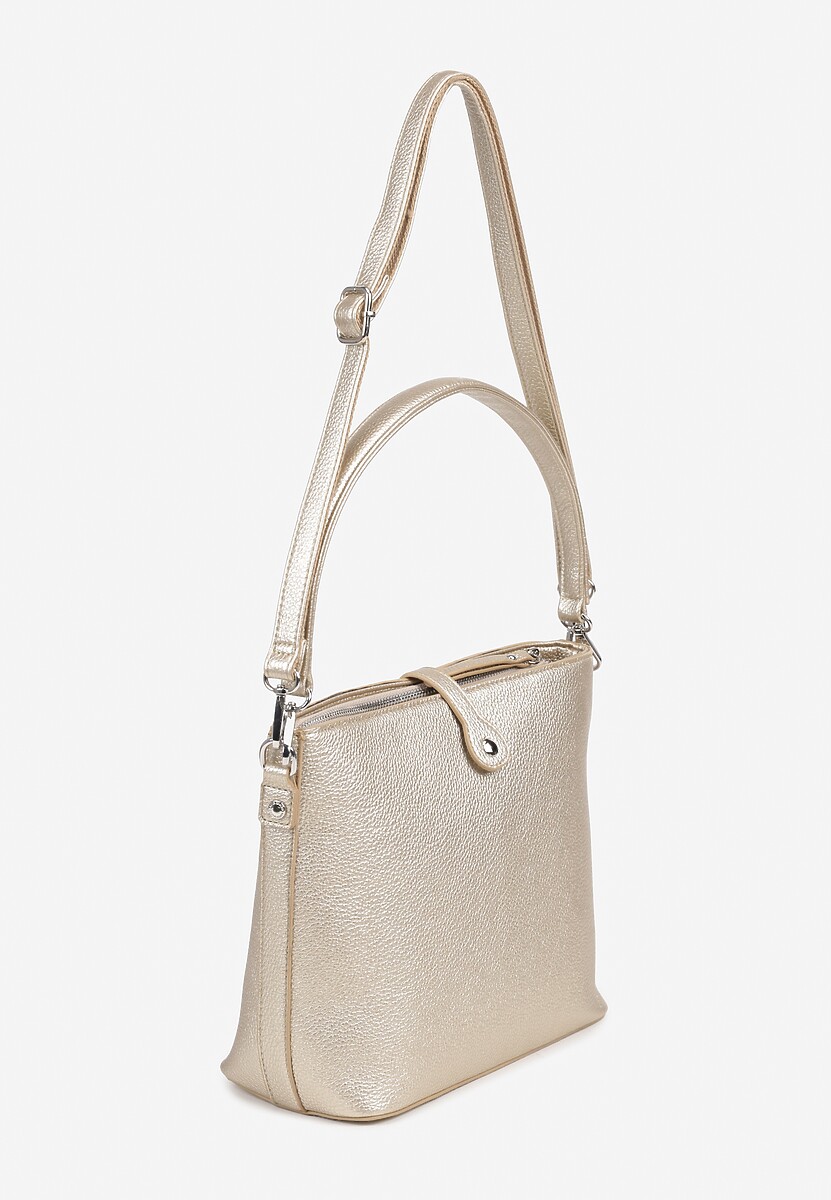 Złota Torebka na Ramię Ozdobiona Paskiem Tanaviana