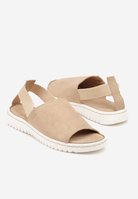 Beżowe Sandały Vices z Elastycznym Paskiem i Tłoczoną Podeszwą Folarielis