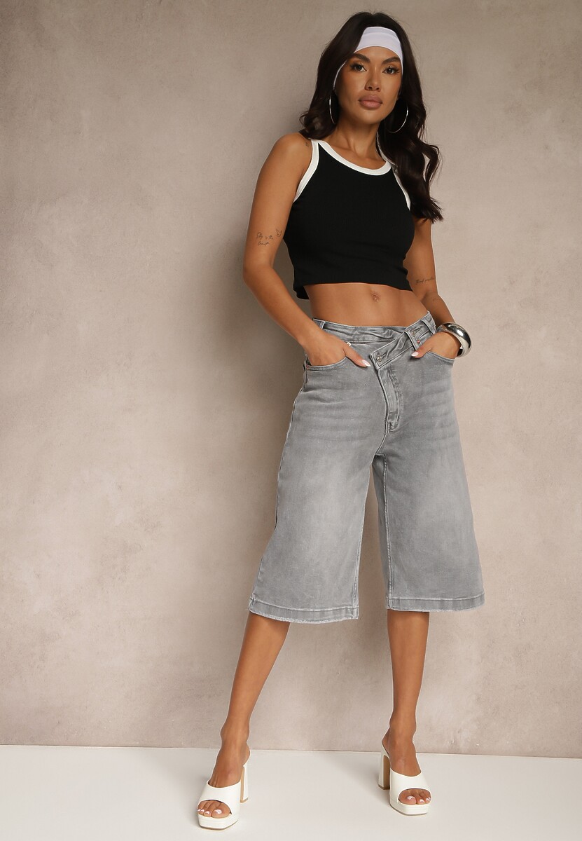 Szare Szorty z Bawełny o Asymetrycznym Kroju Rallimea