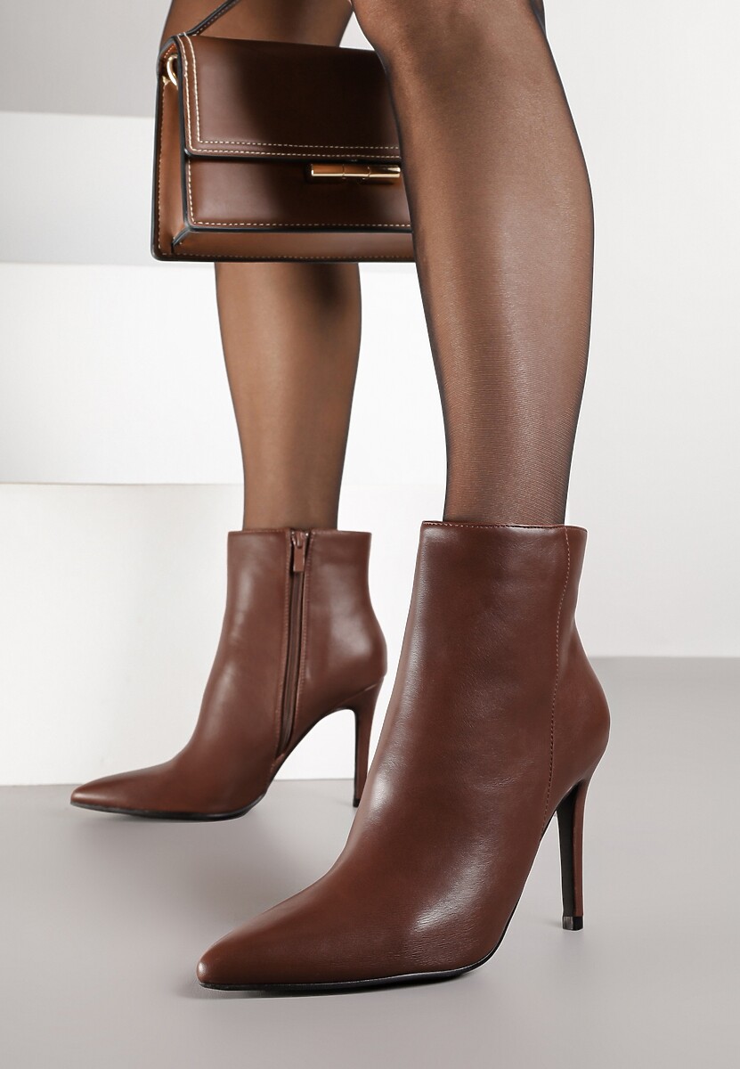 Brązowe Botki na Szpilce Vices w Klasycznym Stylu Nurivie