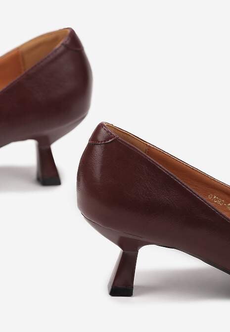 Bordowe Czółenka Vices na Kaczuszce ze Skórzaną Wkładką Elialie