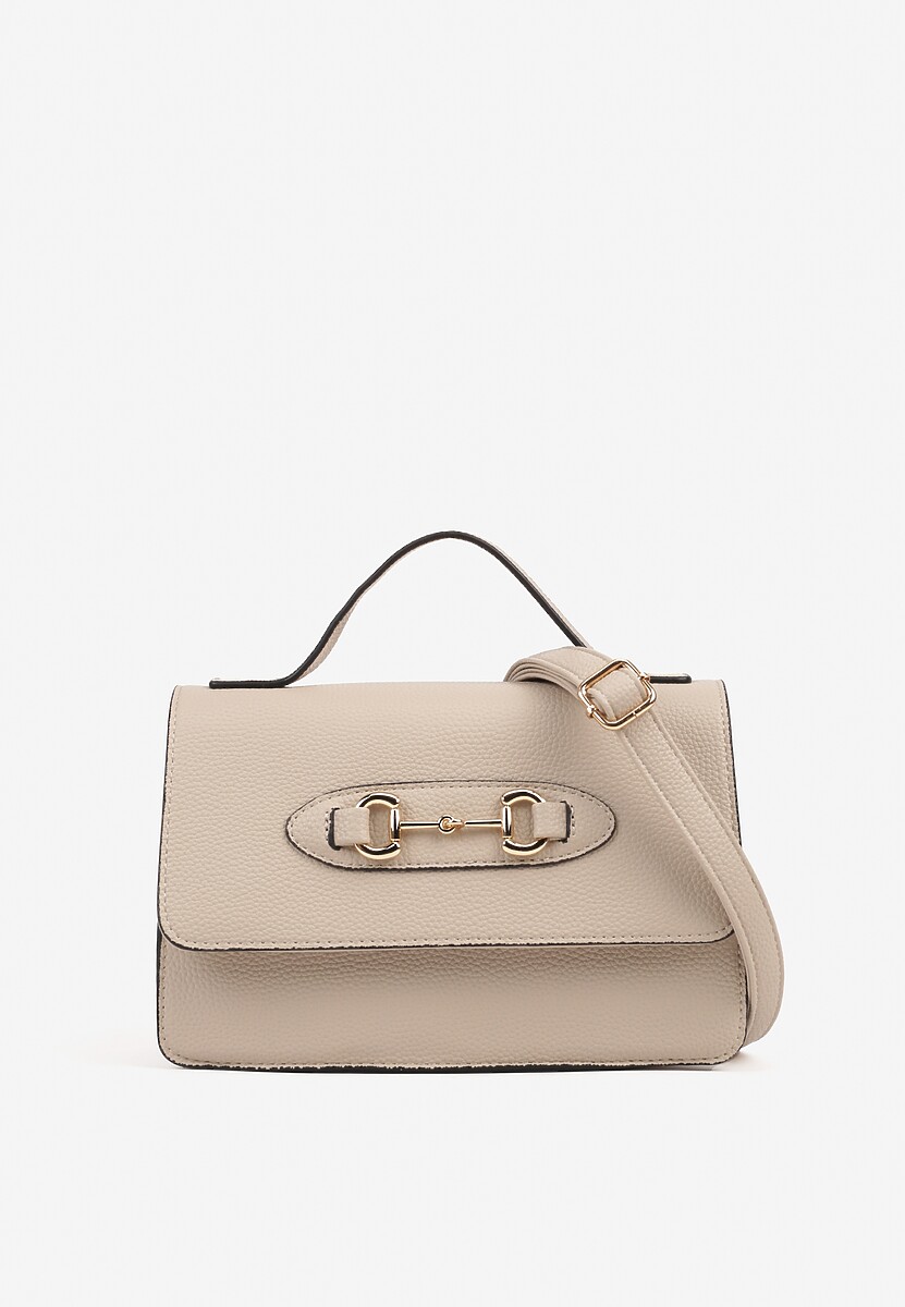 Beżowa  Torebka Prostokątna w Typie Listonoszki z Paskiem Regulowanym Naniviia