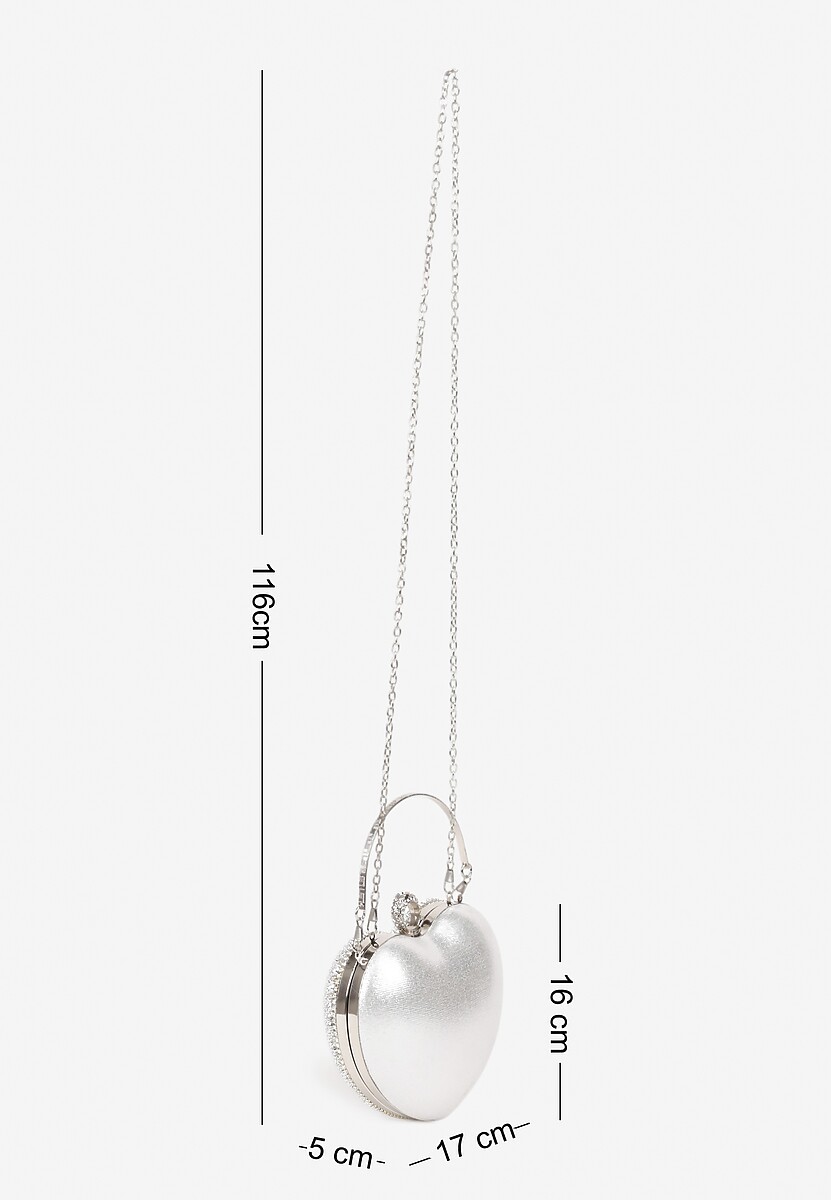 Srebrna Koktajlowa Torebka w Kształcie Serca z Cyrkoniami Deolave