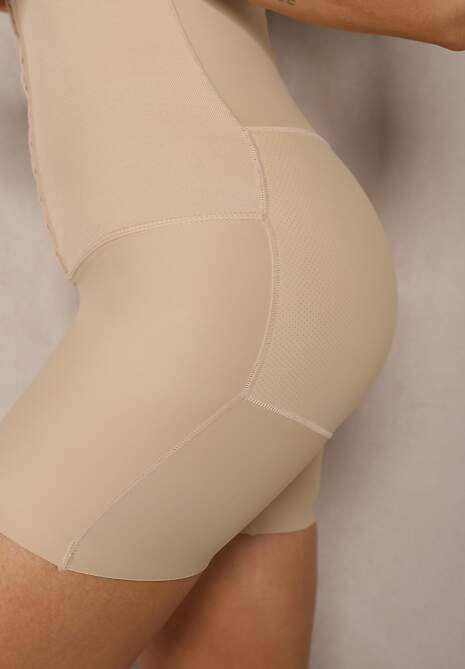 Beżowa Bielizna modelująca Majtki High Waist z Efektem Push Up Lunavera