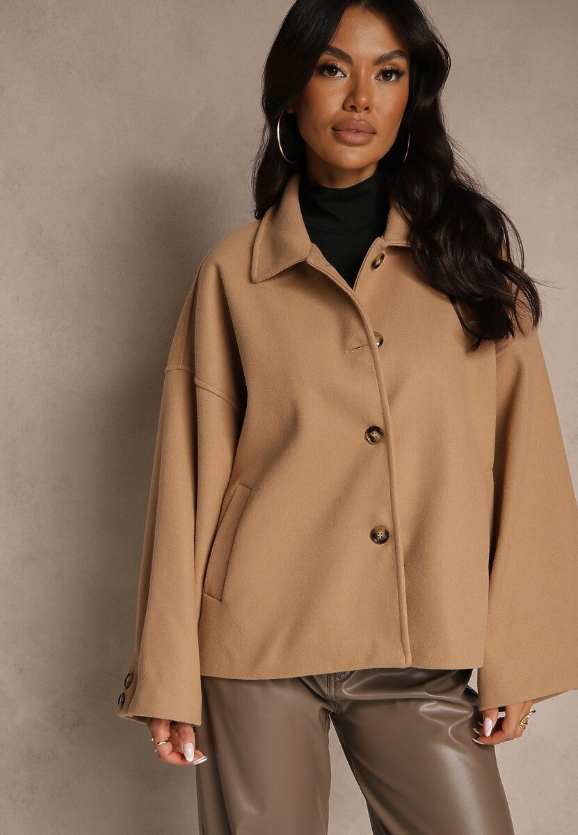 Beżowa Kurtka o Prostym Fasonie Tilanesa