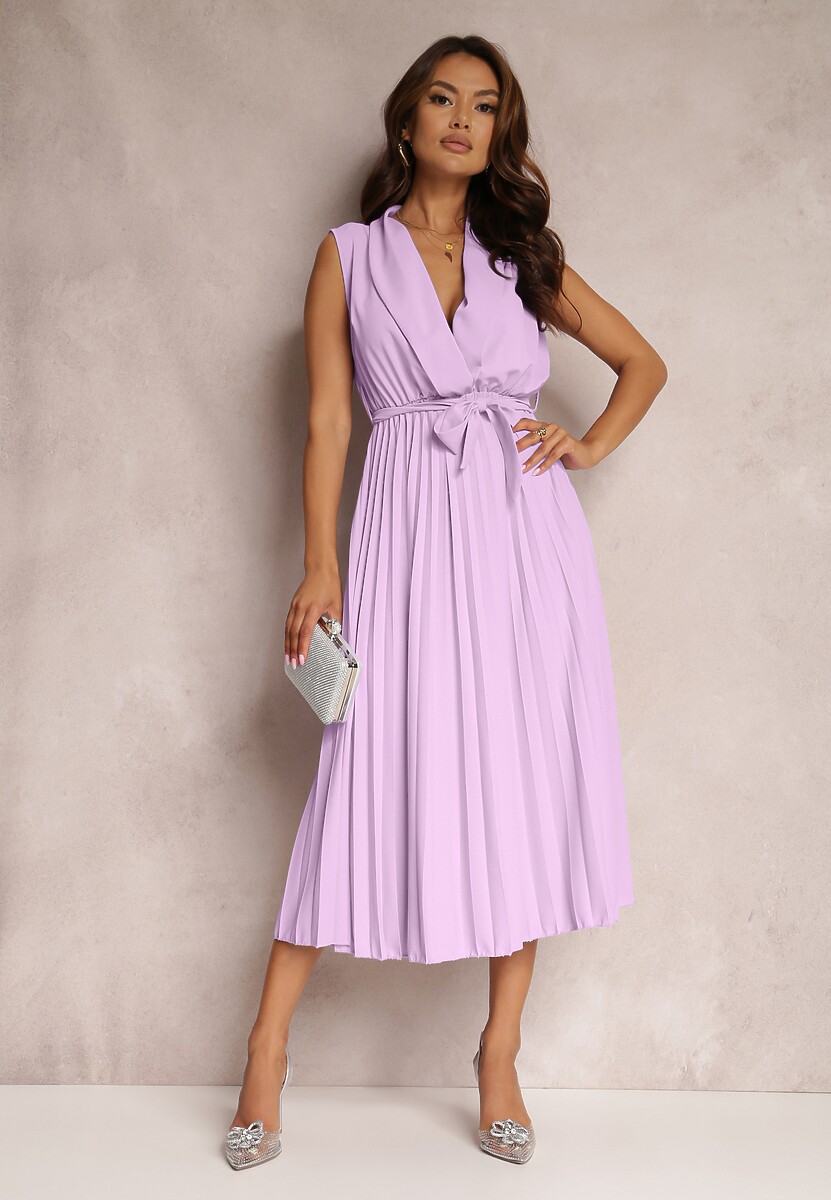 Jasnofioletowa Sukienka Volantis