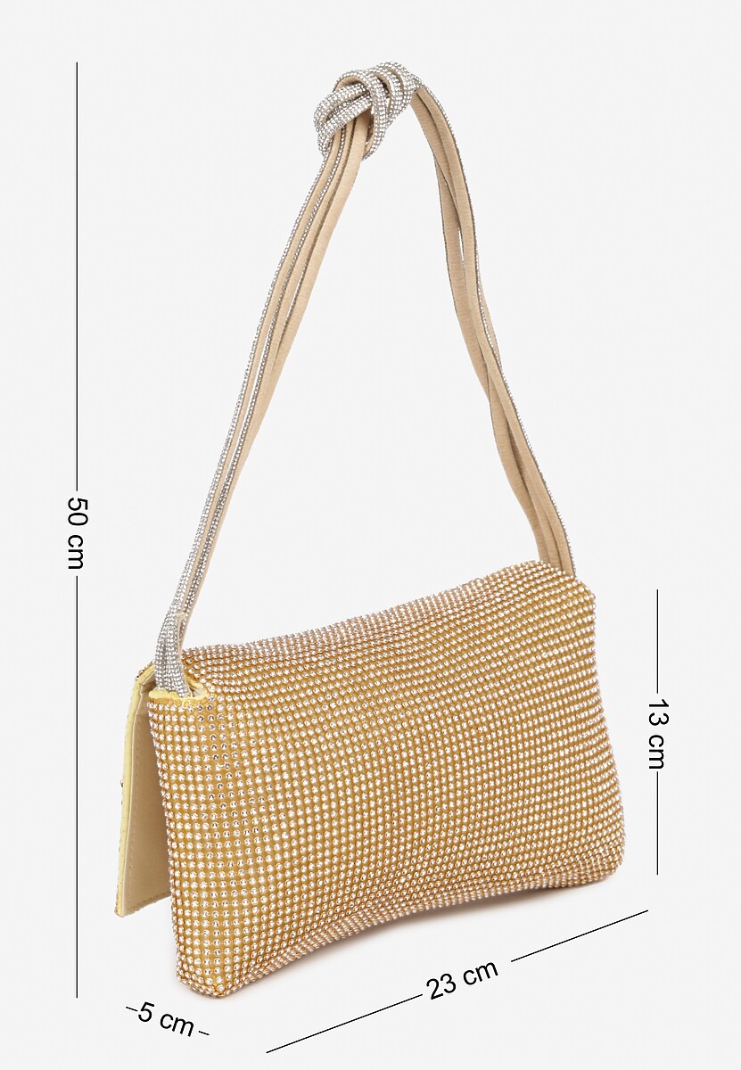 Złota Torebka Kopertówka Vices Ozdobiona Cyrkoniami Develia