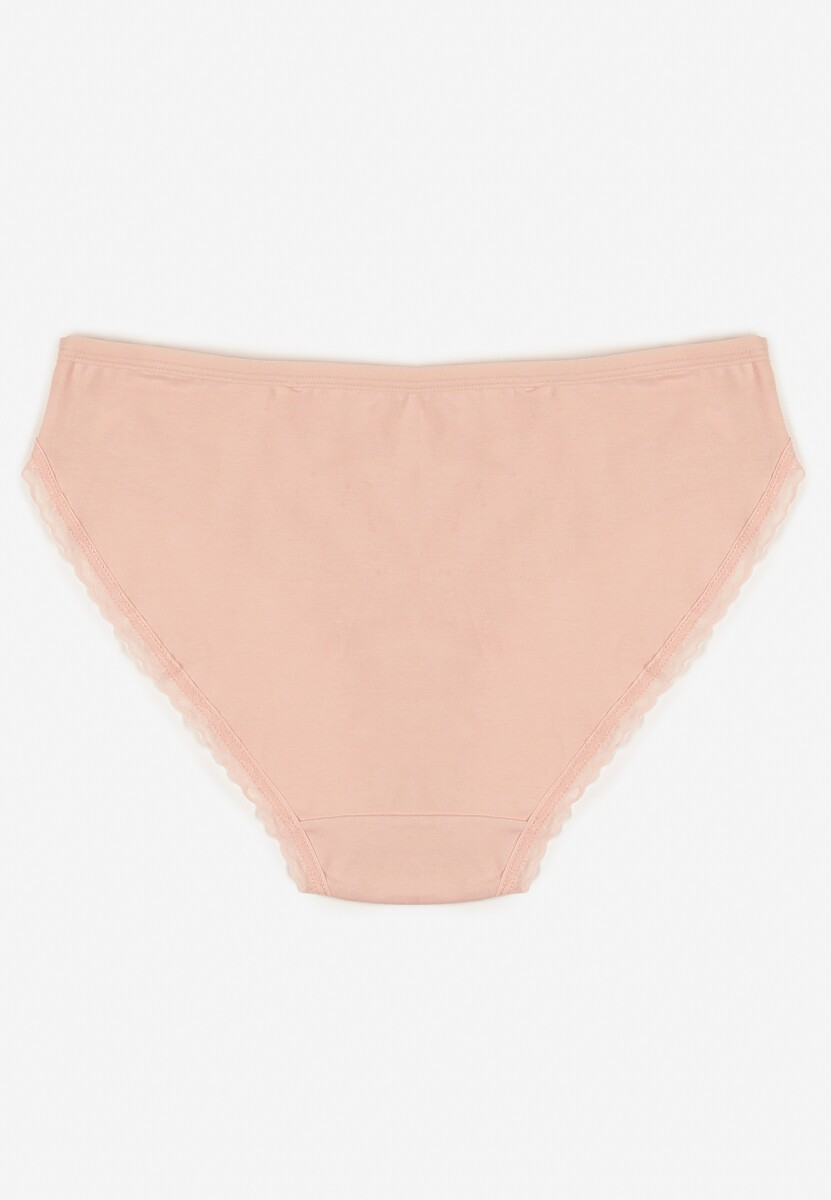 Różowe Majtki Figi z Bawełny Ozdobione Kokardą i Koronką Zeterie