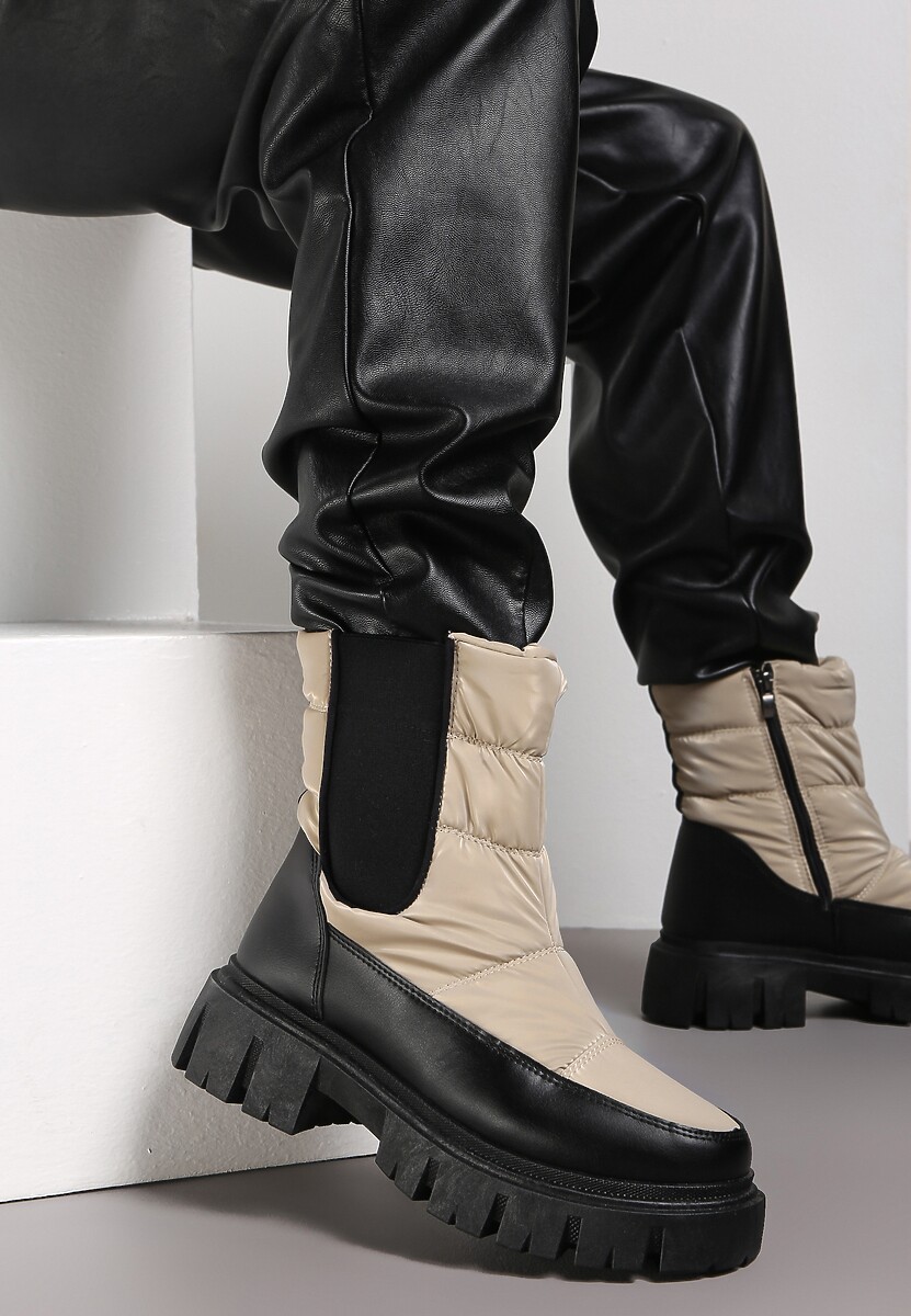 Srebrne Śniegowce Pikowane z Elastyczną Wstawką Erdrigu