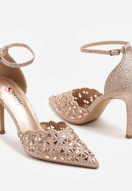 Szampańskie Ażurowe Szpilki z Cyrkoniami Nurissa