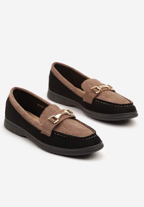 Czarne Mokasyny z Metalową Ozdobą Ellianta