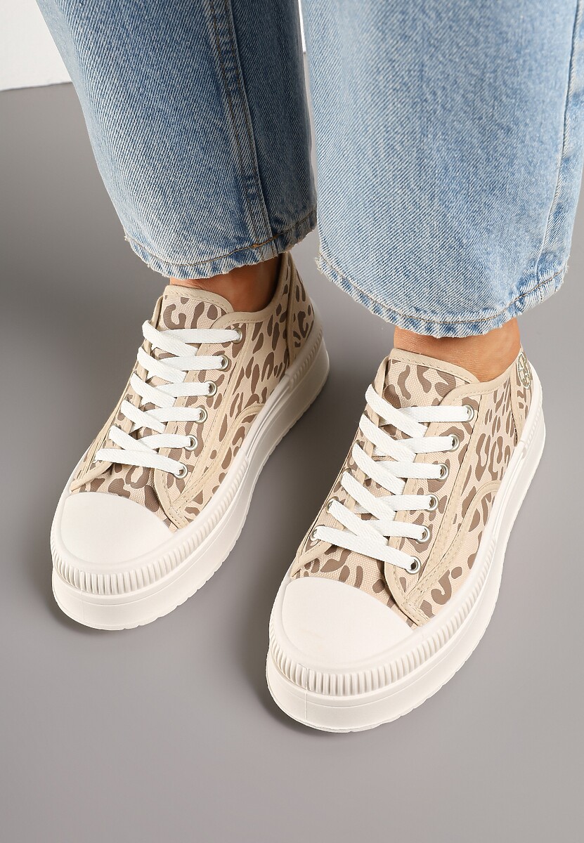 Panterkowe Trampki na Platformie z Metaliczną Ozdobą Afleeria