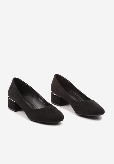 Czarne Czółenka z Imitacji Zamszu z Delikatnym Obcasem Starales