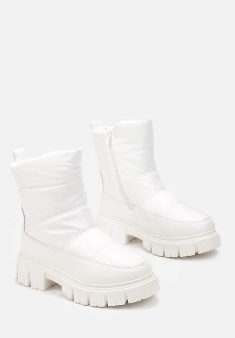 Białe Śniegowce za Kostkę z Pikowaniem i Niską Platformą Laugas