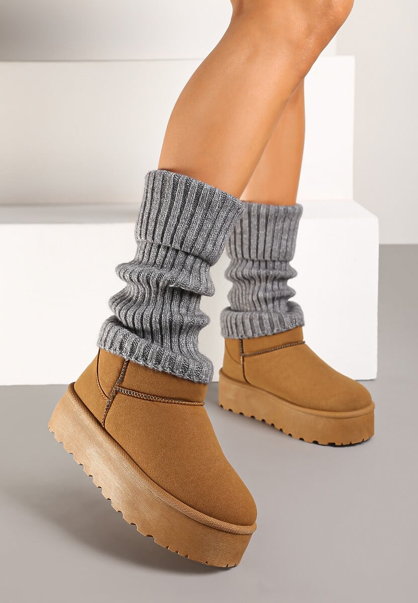 Czarne Skarpety Getry z Ozdobnym Wywinięciem Ilamith