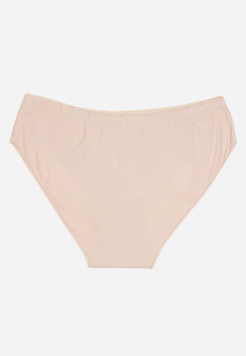 Jasnoróżowe Bawełniane Majtki Figi Wykończone Ozdobną Nitką Besivia