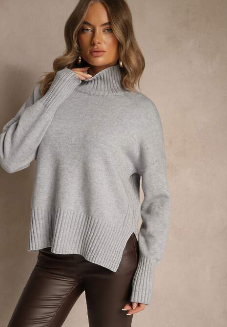 Szary Gładki Golf Casual Ralloria