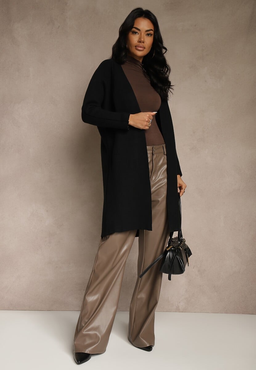 Czarny Niezapinany Casualowy Kardigan Felltusa