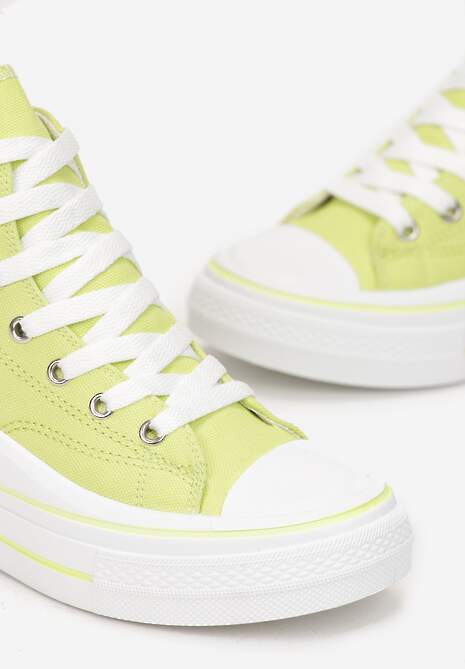 Żółte Trampki z Wysoką Cholewką na Platformie Layun