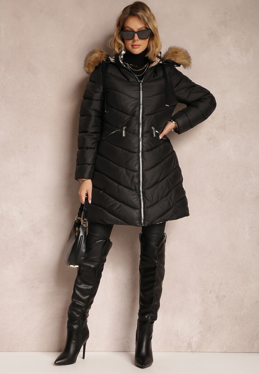 Czarna Kurtka Dwustronna z Kapturem Mici