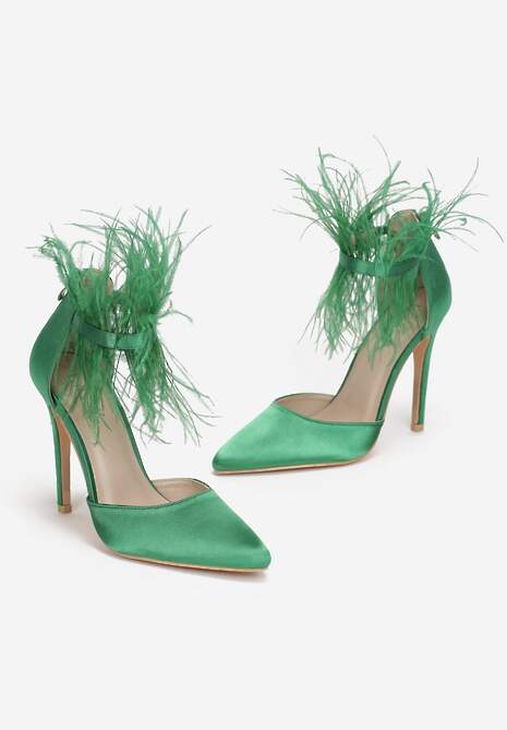 Zielone Sandały z Piórami Geanesh
