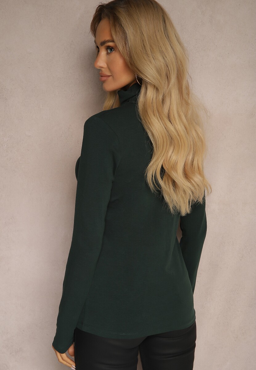 Zielona Bluzka z Bawełny z Golfem Nerisja