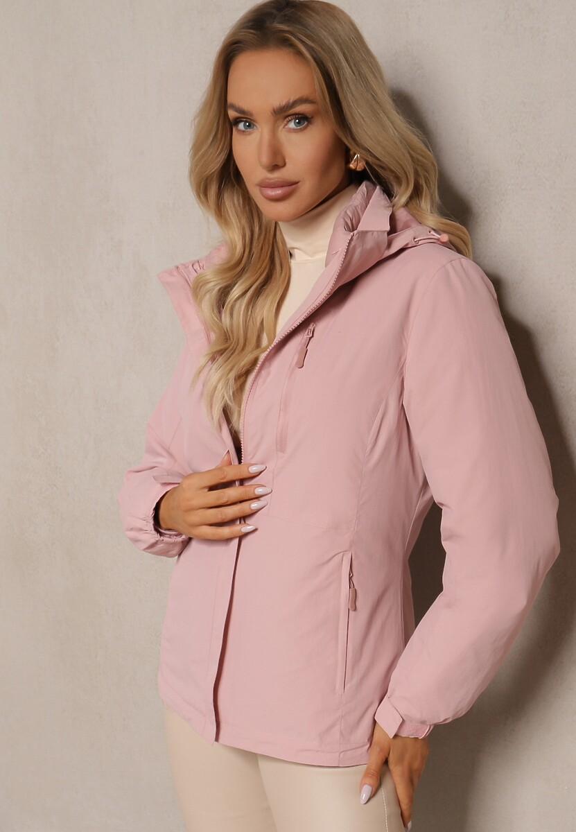 Ciemnoróżowa Kurtka z Pikowaną Odpinaną Stroną i Odpinanym Kapturem Doriona