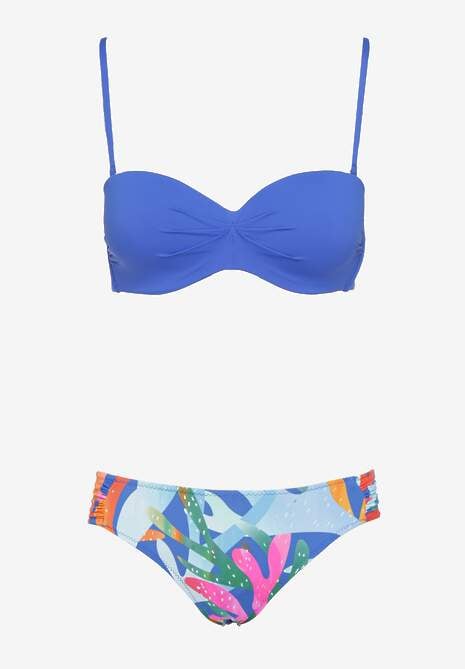 Niebieskie Bikini Marszczony Biustonosz i Majtki Typu Figi Salenthia