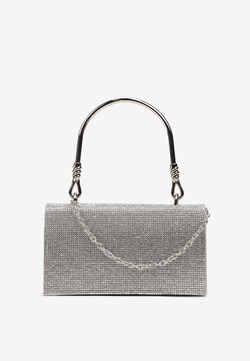 Czarna Mała Torebka w Cyrkonie z Rączką i Łańcuszkiem Haloa