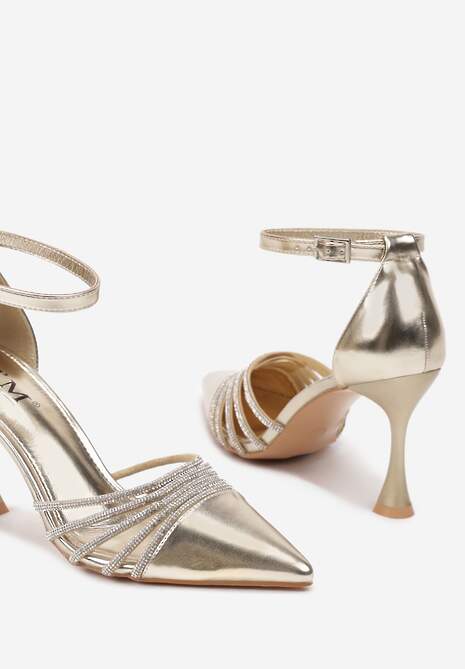 Złote Szpilki w Eleganckim Stylu z Cyrkoniowymi Paskami Erisorae