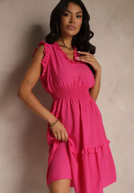 Fuksjowa Rozkloszowana Sukienka z Wiskozą Bez Rękawów Lirabellae